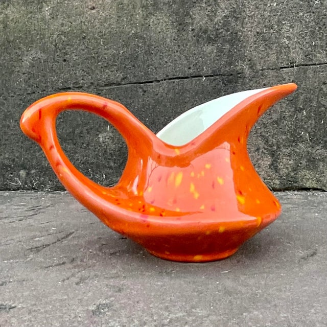 Orange Vintage Mid-Century Modern Orange Speckle Creamer For Sale - Image 8 of 11