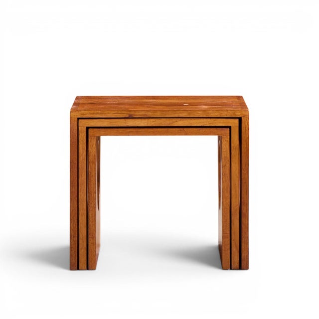 Jens Quistgaard Mid Century Danish Teak Nesting Tables - Set of 3 The top table measures: 20 wide x 14.5 deep x 17.75...