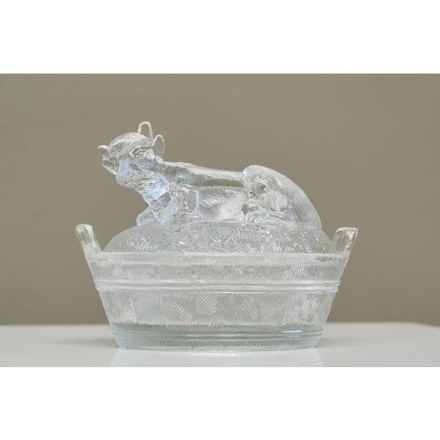 Mid-20th Century Lidded Box with Cow in Glass, 1940s For Sale - Image 4 of 11
