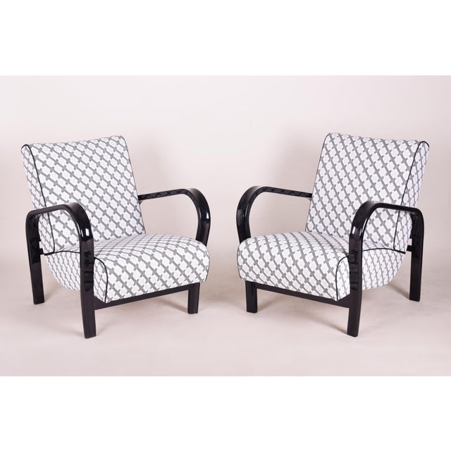 Wood Set of Art Deco Armchairs by Koželka and Kropáček, 1930s For Sale - Image 7 of 8