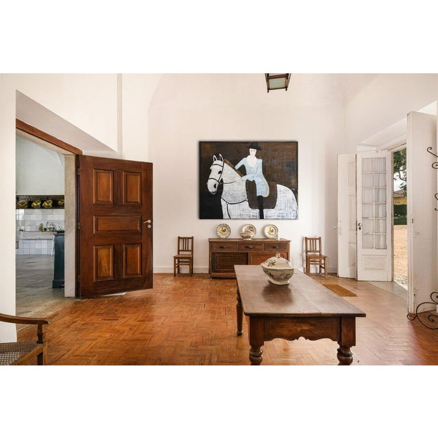 This large figurative oil painting is a reinterpretation of a painting by Otto Bache - King Christian X on horseback,...