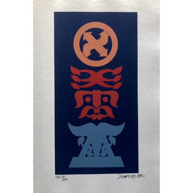 Abstract Hebrew Prints on heavy mould made paper from small edition of 15. there is a facing page of text in Hungarian...