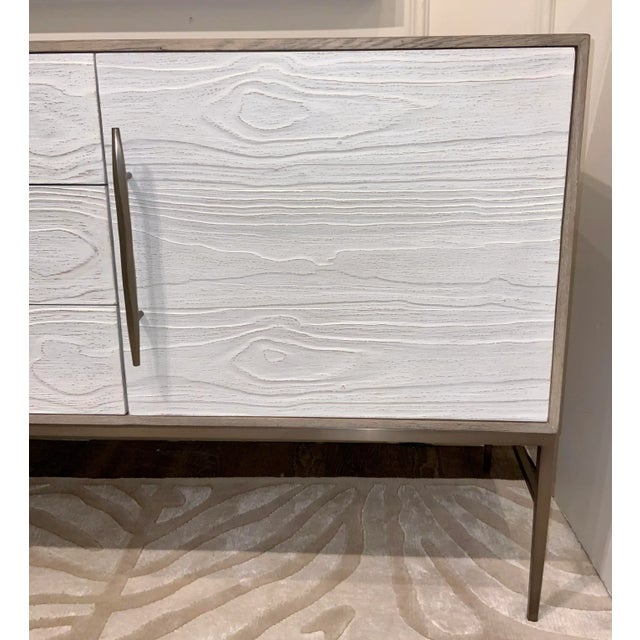 Contemporary Organic Modern White and Beige Wood Media Cabinet For Sale - Image 3 of 7