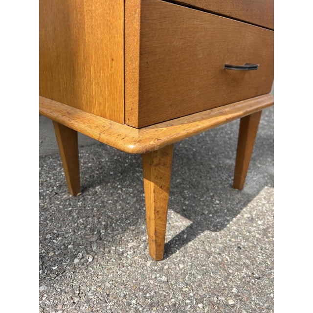 Wood Vintage Bedside Table in Light Oak, 1950 For Sale - Image 7 of 8