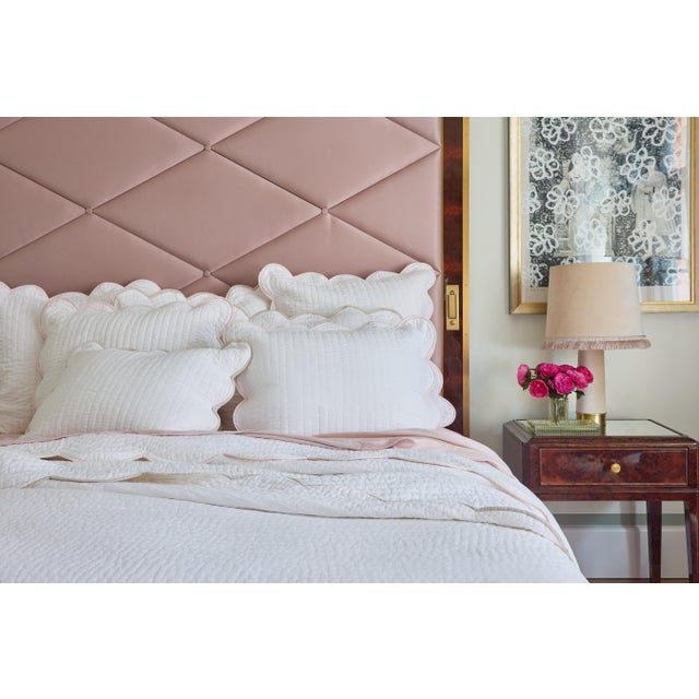 Chairish x Kassatex Quilted Scallop Twin Coverlet, White/Blush For Sale In Miami - Image 6 of 9