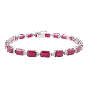 Certified 23.36 Ctw Octagon Ruby Tennis Bracelet for Women