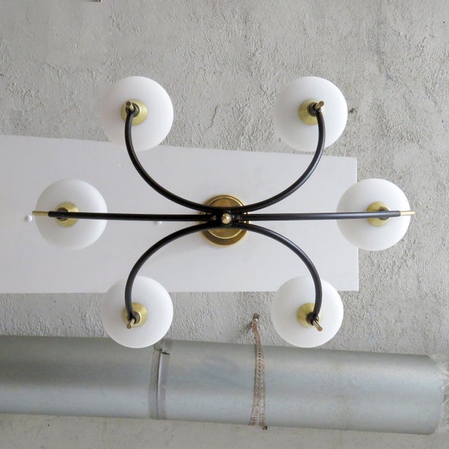 Six-Arm Chandelier by Arlus, 1950 For Sale In Los Angeles - Image 6 of 10