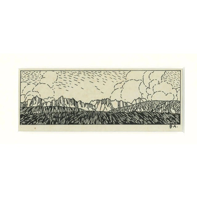 Illustration is an original drawing in pen realized by Italian artist Bruno Angoletta. Hand-signed at the top right ''Ag''...