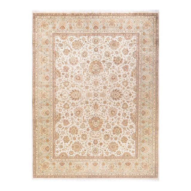 Mogul, One-of-a-Kind Hand-Knotted Area Rug - Ivory, 9' 1" x 12' 2" For Sale