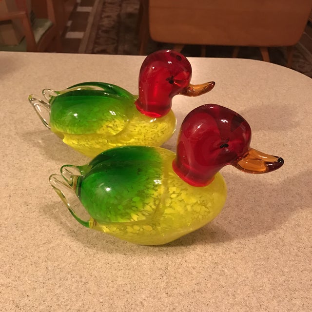 Vintage Art Glass Duck Figurines a Pair Chairish
