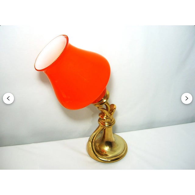 Vintage Accent Lamp in Brass with Murano Glass Shade from Peill & Putzler, 1970s For Sale - Image 3 of 9
