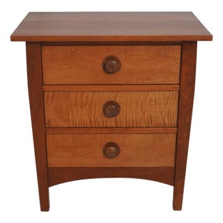 Stickley Cherry & Tiger Maple Arts & Crafts Nightstand For Sale