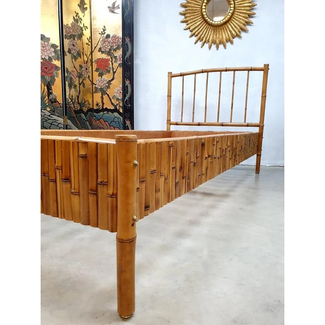 Vintage Tropical-Style Bamboo Daybed For Sale - Image 4 of 5