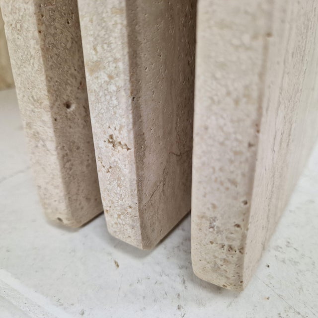 Italian Grooved Travertine Nesting Tables, 1980s, Set of 3 For Sale - Image 13 of 18