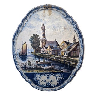 Porcelain Wall Plaques with Canal Scenes from Royal Delft, Set of 2 For Sale