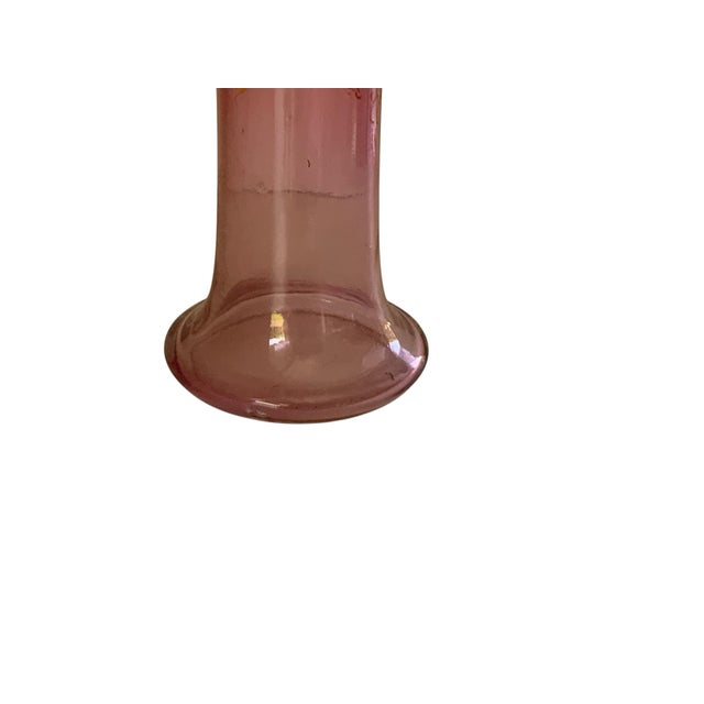 Traditional Antique Victoria Moser Bohemian Cranberry Glass Mantel Bud Vase Gold Gilded Floral Late 19th Century For Sale - Image 3 of 4