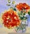 One Watercolor painting of a “red orange rose” in a clear vase offered in a professional Giclee print. This small painting...