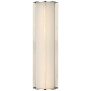 Barbara Barry for Visual Comfort Signature Phinn 18" Linear Bath Sconce in Polished Nickel with White Glass For Sale