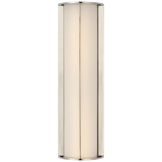 Barbara Barry for Visual Comfort Signature Phinn 18" Linear Bath Sconce in Polished Nickel with White Glass For Sale