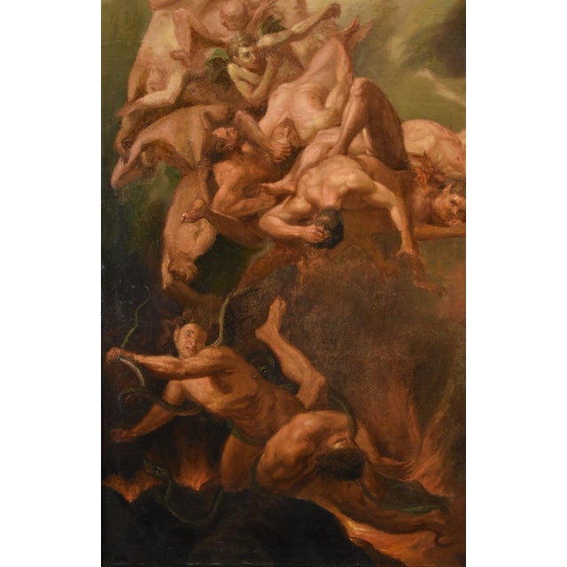 Roman School Artist, Saint Michael the Archangel Chasing Away Rebel Angels, 1600s-1700s, Oil on Canvas, Framed For Sale - Image 9 of 16