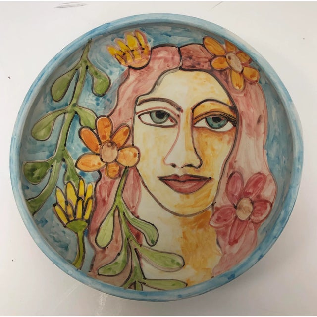 Hand Painted Ceramic Bowl, “Flower Child” For Sale - Image 4 of 4