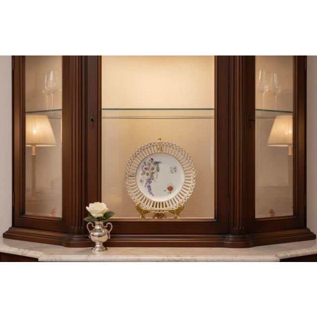 Antique Bavarian Reticulated Porcelain Floral Cabinet Plate For Sale - Image 10 of 10