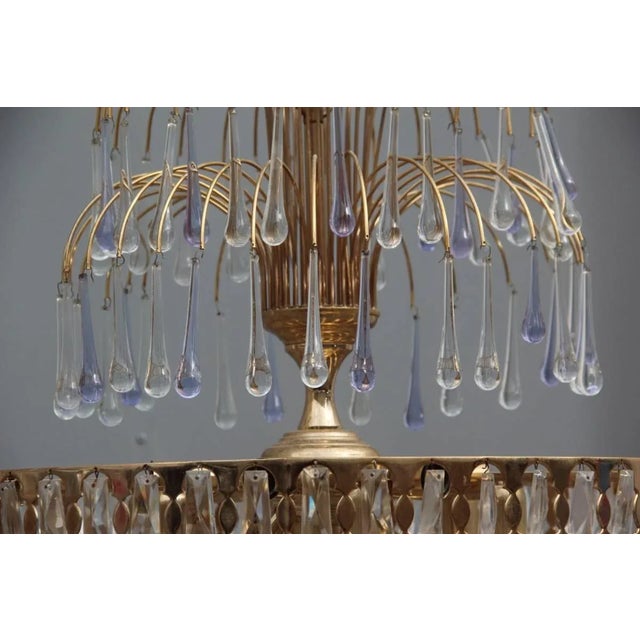 Metal Crystal and Gold Metal-Plated Chandelier, 1970s, Set of 2 For Sale - Image 7 of 10