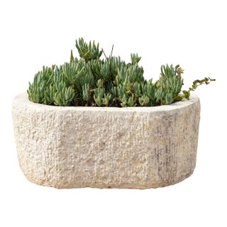 Monumental Chiseled Alabaster Marble Basin For Sale
