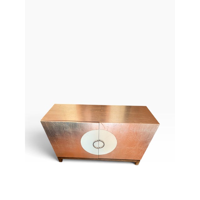 Wood Theodore Alexander Silver Leaf Two-Door Credenza Sideboard For Sale - Image 7 of 15