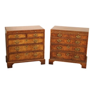 Baker Collector's Edition Georgian Style Walnut Bachelors Chest Pair For Sale