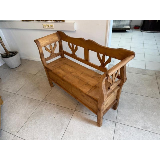 Solid Provincial Farmhouse Chest Bench, Natural Wood Furniture. Dimensions: Height x Width x Depth 90 x 128 x 43 cm. For...