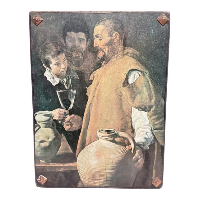 Mid 20th Century Diego Velázquez 'The Waterseller of Seville' Lithograph on Board For Sale