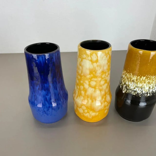 Pottery Fat Lava Supercolor Vases from Scheurich, Germany, 1970s, Set of 3 For Sale - Image 4 of 18