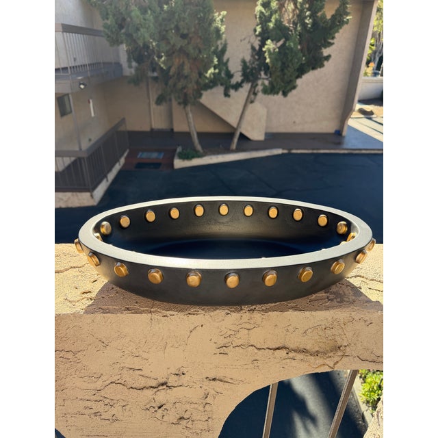 Contemporary L’objet 18” Black & Gold Studded Oval Centerpiece Bowl For Sale - Image 3 of 7