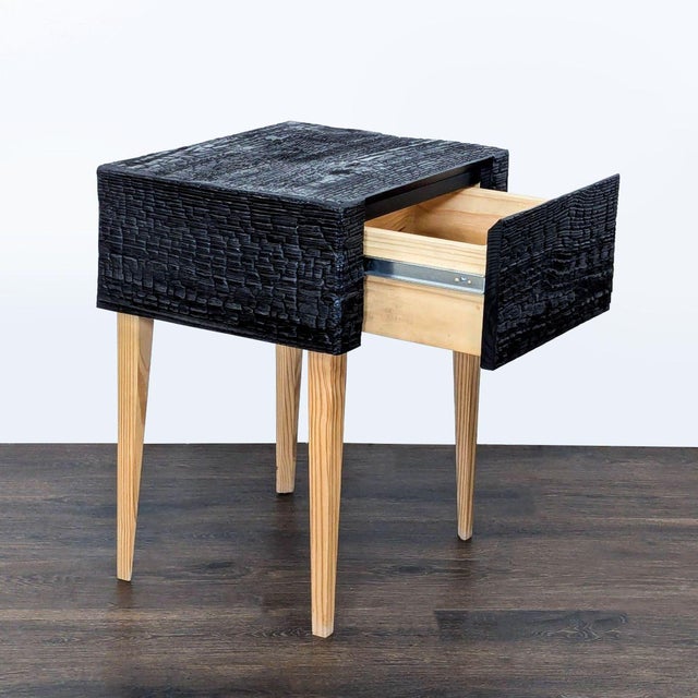 Modern Charred Geometric "Commode" Nightstand For Sale - Image 3 of 7