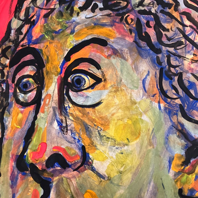 Contemporary Contemporary Original E.J.Hartmann Abstract Portrait Painting Signed For Sale - Image 3 of 5