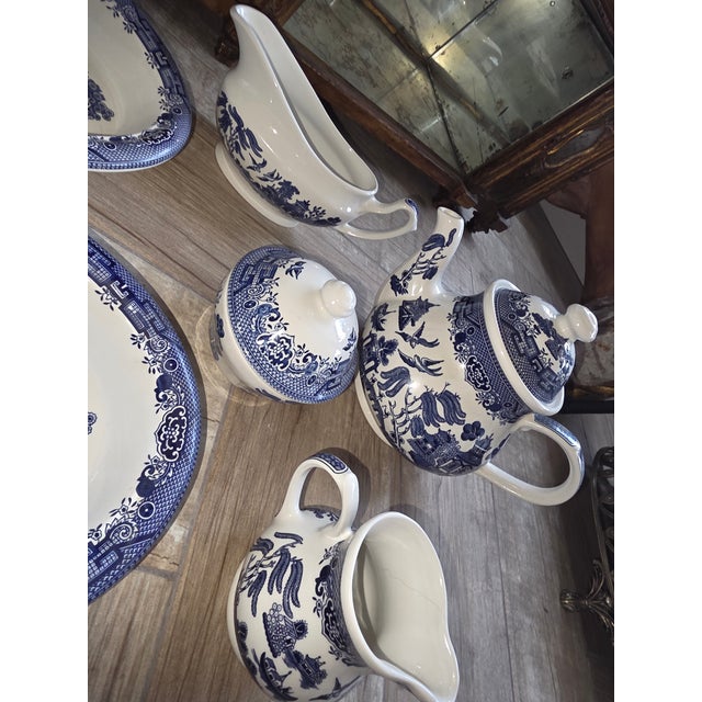 Group of English Blue and White Serving Pieces Blue Willow For Sale - Image 4 of 6