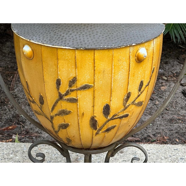 Southwestern Style Hammered Metal Urn on Stand For Sale - Image 4 of 12