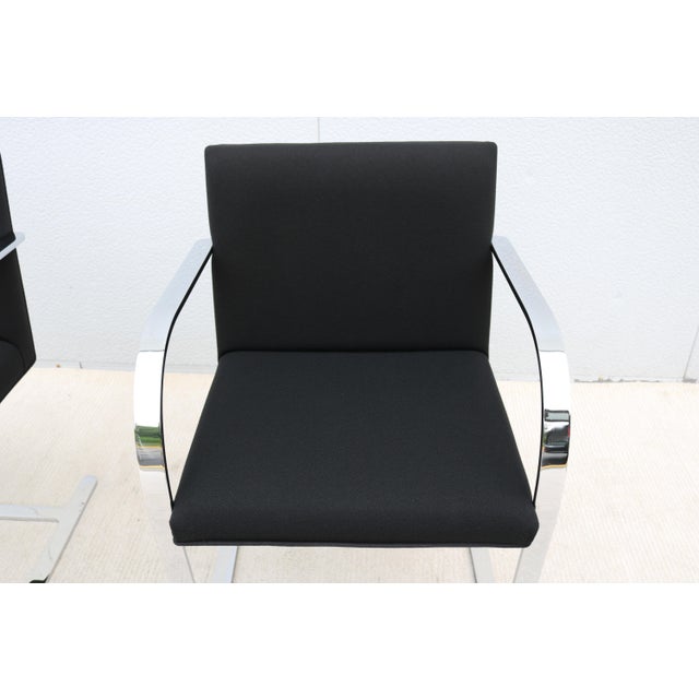 Ludwig Mies Van Der Rohe Brno Flat Bar Chairs in Black Fabric by Gordon - A Pair For Sale - Image 14 of 18