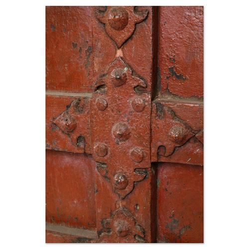 Red Large Wooden and Metal Chest with Red Patina For Sale - Image 8 of 11
