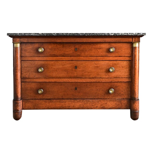 French 19th Century Solid Walnut Empire Commode For Sale