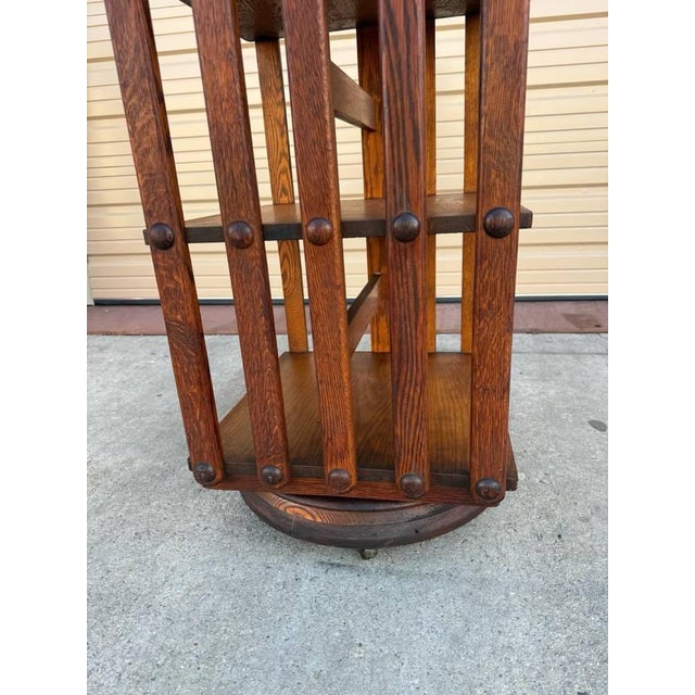 Antique Arts & Crafts Mission Oak Spinning Revolving Bookcase For Sale - Image 17 of 18