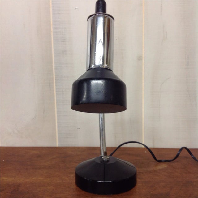 Mid-Century Italian Black & Chrome Flashlight Lamp For Sale - Image 5 of 6