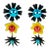 Kenzo Black and Yellow Resin Floral Pierced Earrings with Mirror Glass Beads - 2 Pieces For Sale