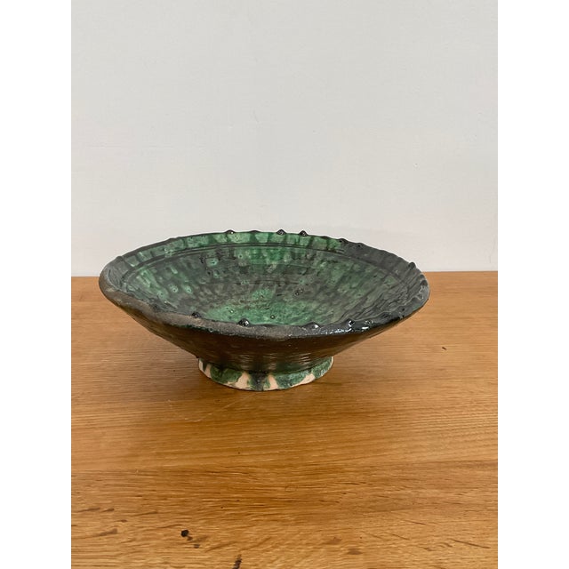 2010s Medium Vintage Moroccan Tamegrout "Zlafa" Glazed Terra Cotta Bowl For Sale - Image 5 of 6