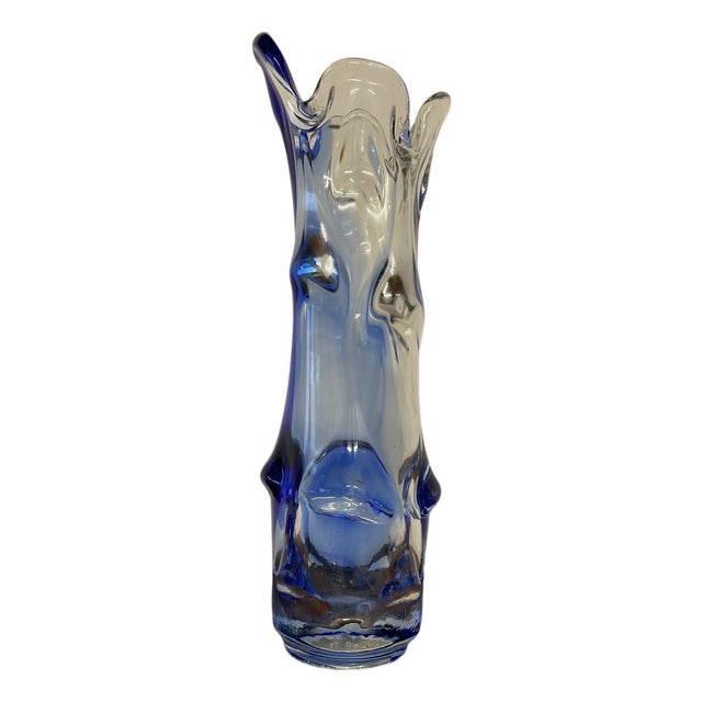 Blue and Clear Art Glass Vase by Josef Hospodka for Chribská, Former Czechoslovakia, 1960s For Sale
