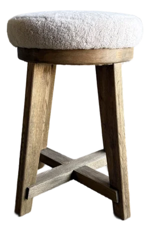 Jasper White Oak Swivel Counter Stool With Genuine Sheepskin Upholstery Mb