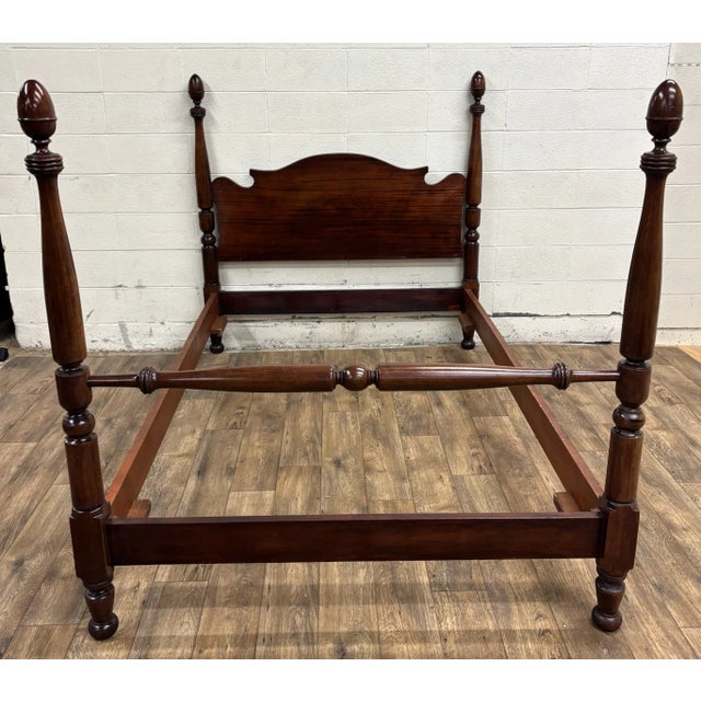 Late 20th Century Vintage Full Size Duncan Phyfe Traditional Style Acorn Finial Poster Bed For Sale - Image 5 of 9