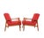 Vintage Danish Wooden Armchairs with Coral Fabric, 1950s, Set of 2 For Sale - Image 12 of 13