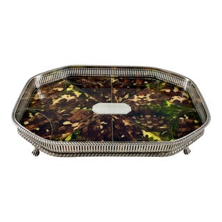 Harris & Land English Silver and Faux Tortoiseshell Inlay Gallery Tray, 1863 For Sale